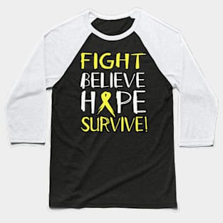 Fight Believe Hope Survive Hydrocephalus Awareness Yellow Ribbon Warrior Support Baseball T-Shirt